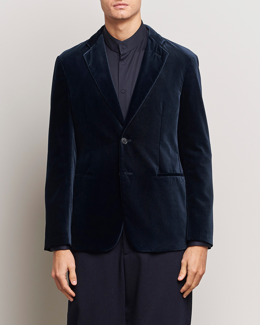 Men | Blazers | Giorgio Armani | Velvet Micro Blazer Navy