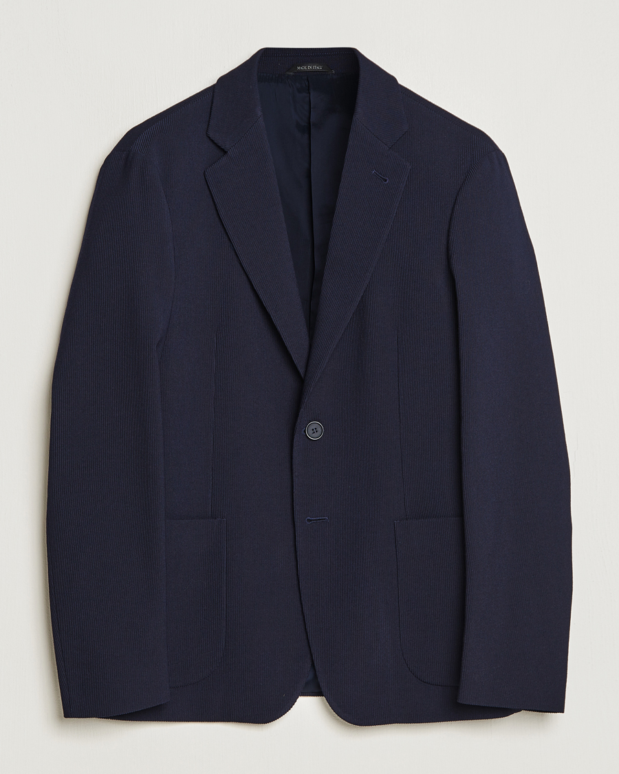 Men | Blazers | Giorgio Armani | Wool Stretch Blazer Navy