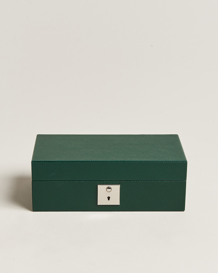 Men | Smythson Panama Lockable Watch And Cufflink Box Forest Green | Smythson | Panama Lockable Watch And Cufflink Box Forest Green
