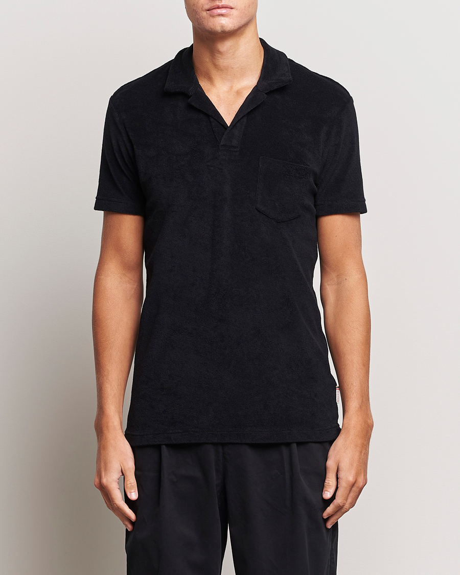 Men | Polo Shirts | Orlebar Brown | Terry Polo Black