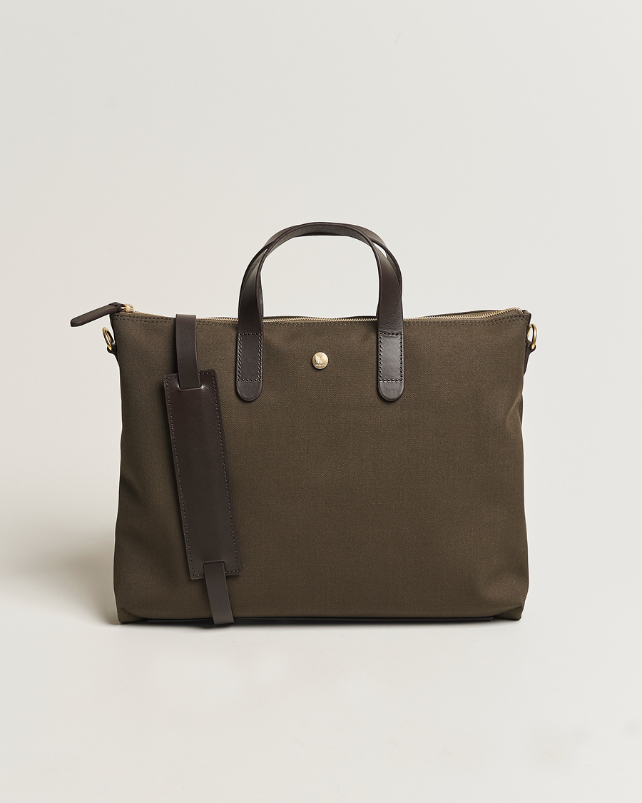 Men | Bags | Mismo | M/S Canvas Slim Brief Army/Dark Brown