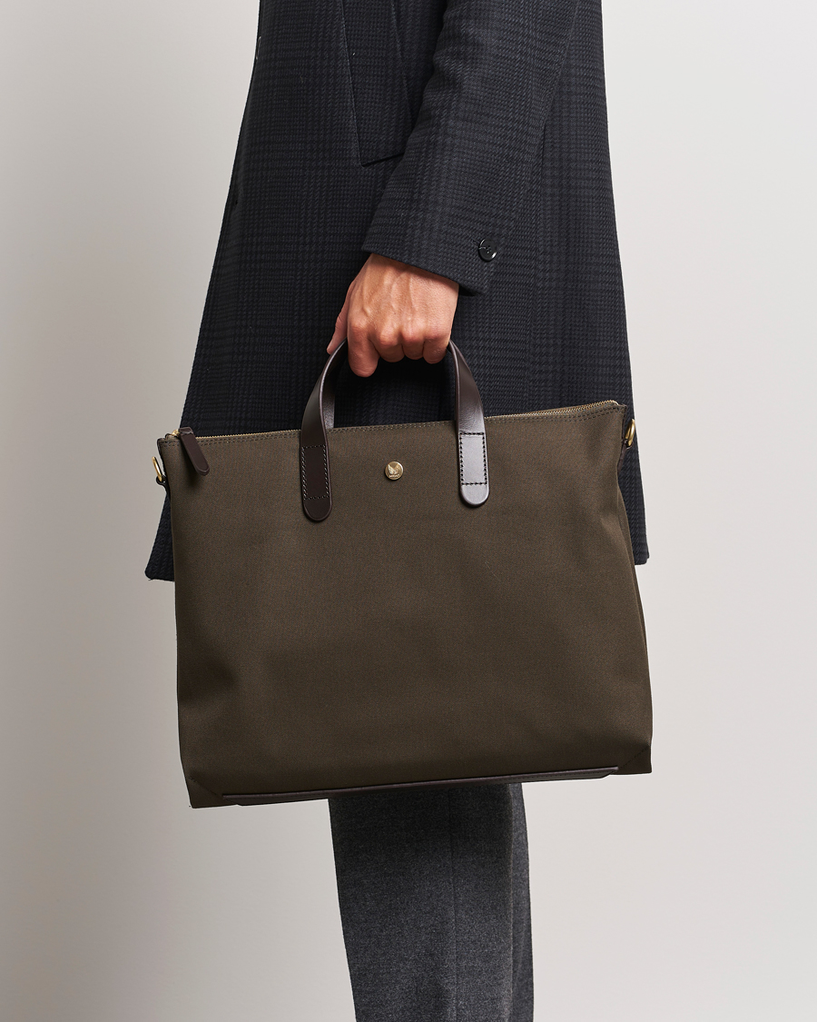 Men | Bags | Mismo | M/S Canvas Slim Brief Army/Dark Brown