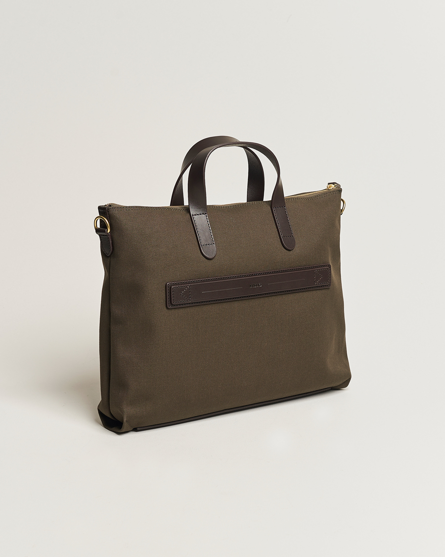 Men | Bags | Mismo | M/S Canvas Slim Brief Army/Dark Brown
