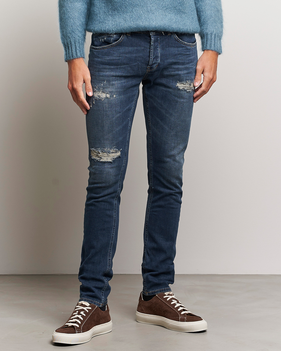 Men | Jeans | Dondup | George Destroyed Jeans Dark Blue