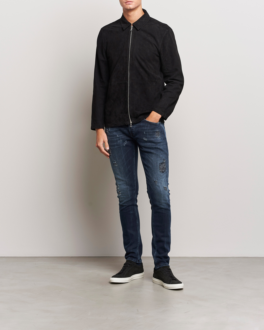 Men | Jeans | Dondup | George Destroyed Jeans Blue Black