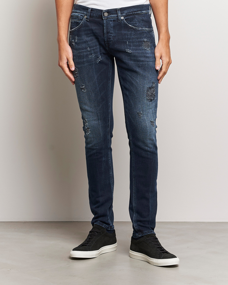 Men | Jeans | Dondup | George Destroyed Jeans Blue Black