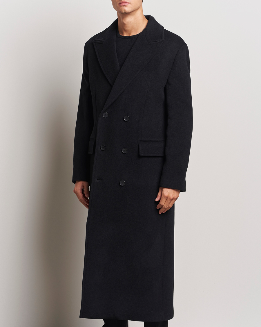 Men | Coats & Jackets | Filippa K | Damian Double Breasted Wool Coat Black