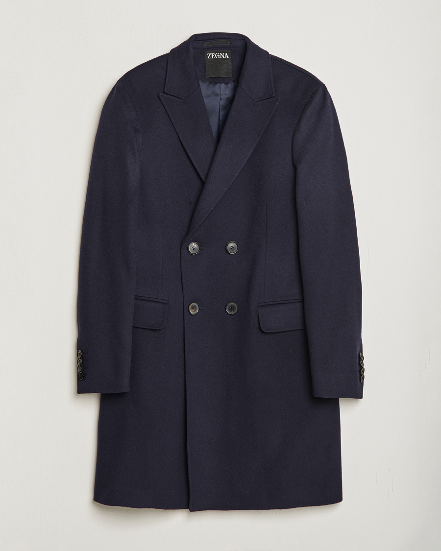 Men | Coats & Jackets | Zegna | Wool/Cashmere Double Breasted Coat Navy