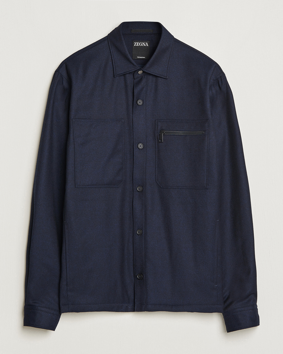Men | Coats & Jackets | Zegna | Techmerino Flannel Shirt Jacket Navy