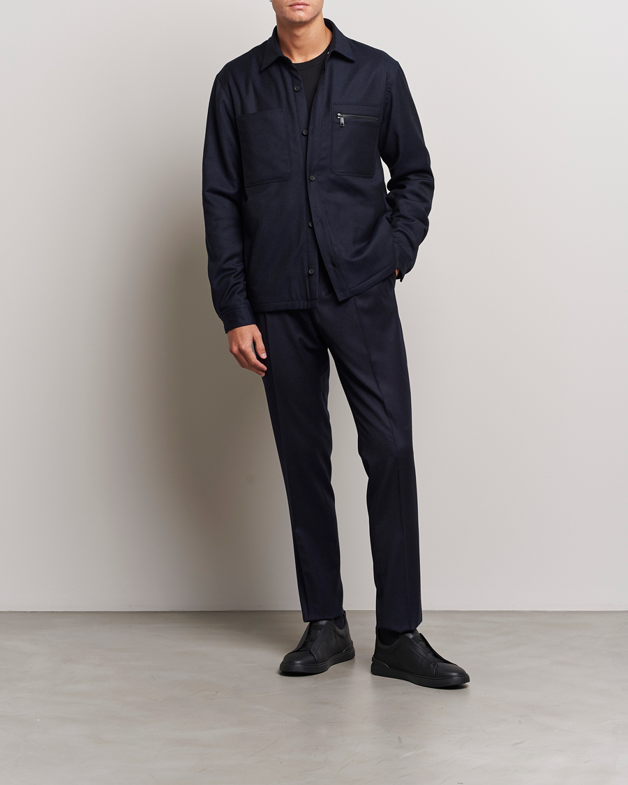Men | Coats & Jackets | Zegna | Techmerino Flannel Shirt Jacket Navy