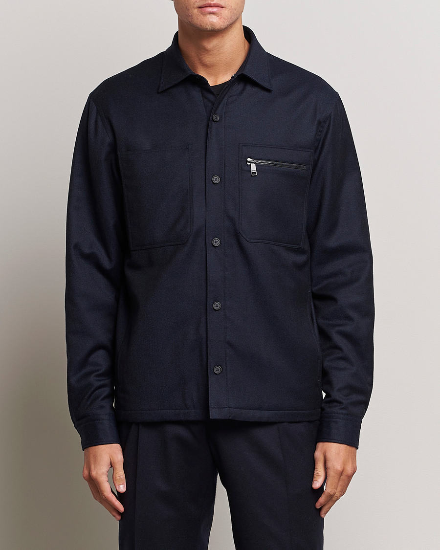 Men | Coats & Jackets | Zegna | Techmerino Flannel Shirt Jacket Navy