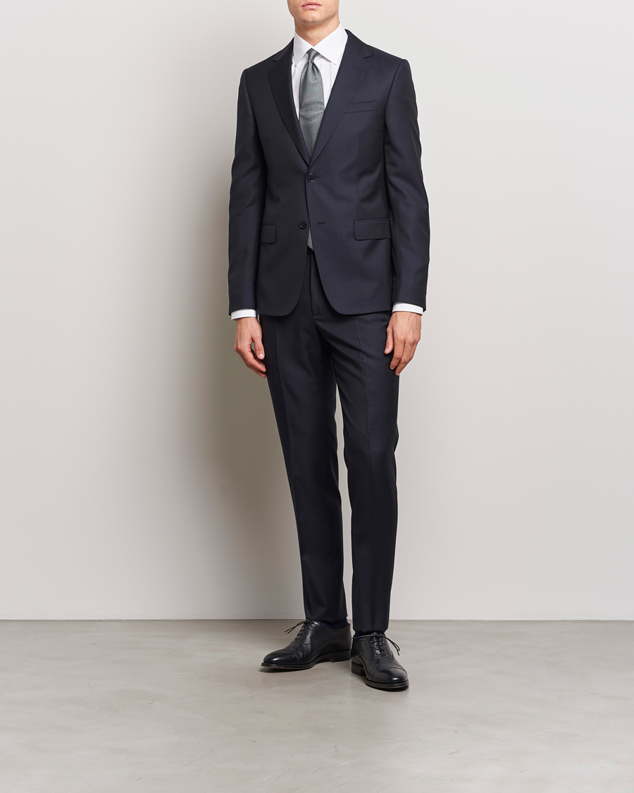 Men | Suits | Zegna | Tailored Tonal Stripe Wool Suit Navy