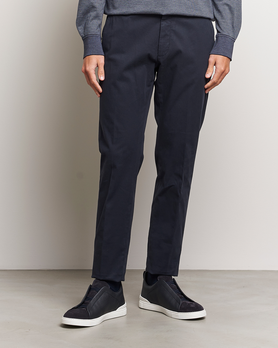 Men | Trousers | Zegna | Soft Cotton Chinos Navy