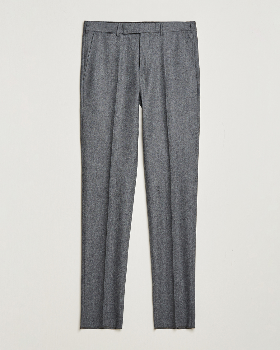 Men | Trousers | Zegna | Carded Flannel Trousers Grey Melange