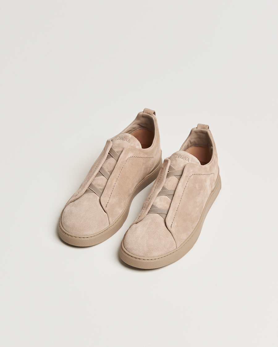 Men | Zegna Triple Stitch Sneakers Full Beige Suede | Zegna | Triple Stitch Sneakers Full Beige Suede