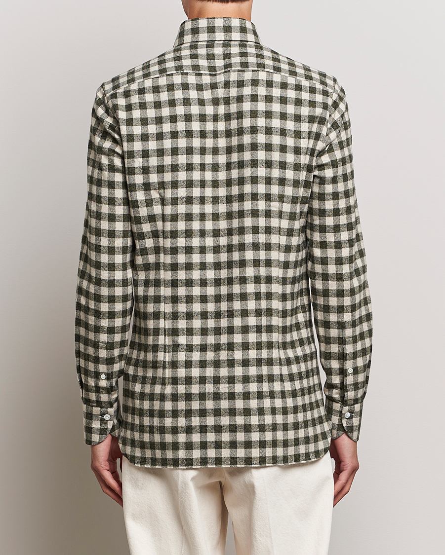 Men | Shirts | 100Hands | Checked Cotton Flannel Shirt Green Grey