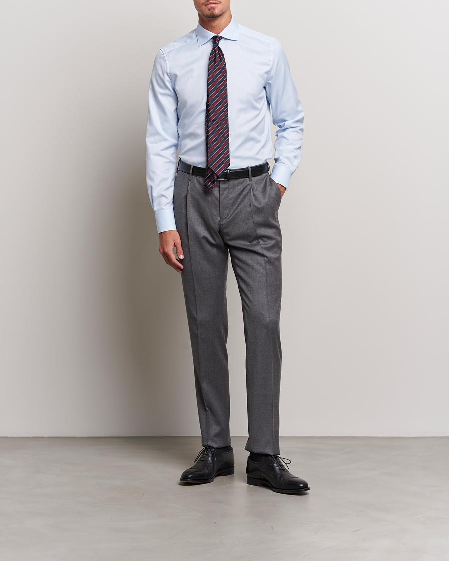 Men | Shirts | Stenströms | 1899 Slim Cotton Royal Oxford Shirt Light Blue