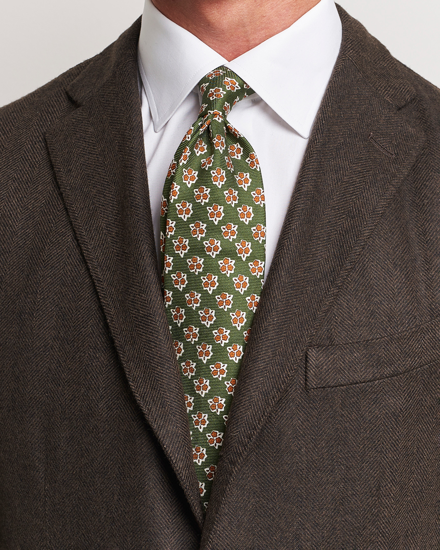 Men | Altea Printed Silk Tie Green | Altea | Printed Silk Tie Green