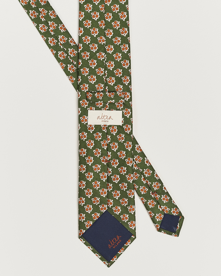 Men | Altea Printed Silk Tie Green | Altea | Printed Silk Tie Green