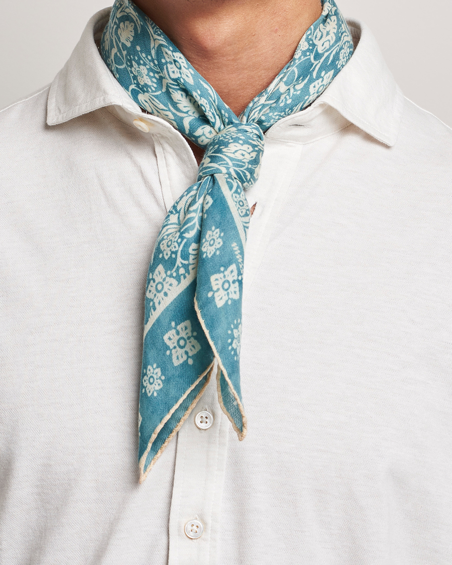 Men | Massimo Alba Printed Cashmere Bandana Turchese | Massimo Alba | Printed Cashmere Bandana Turchese