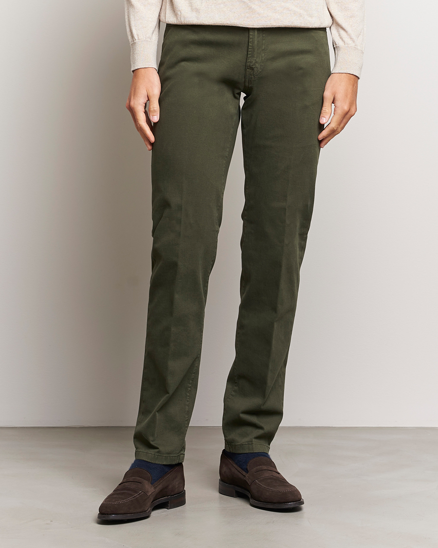 Men | Trousers | Kiton | Slim Fit Cashmere/Cotton 5-Pocket Pants Dark Green