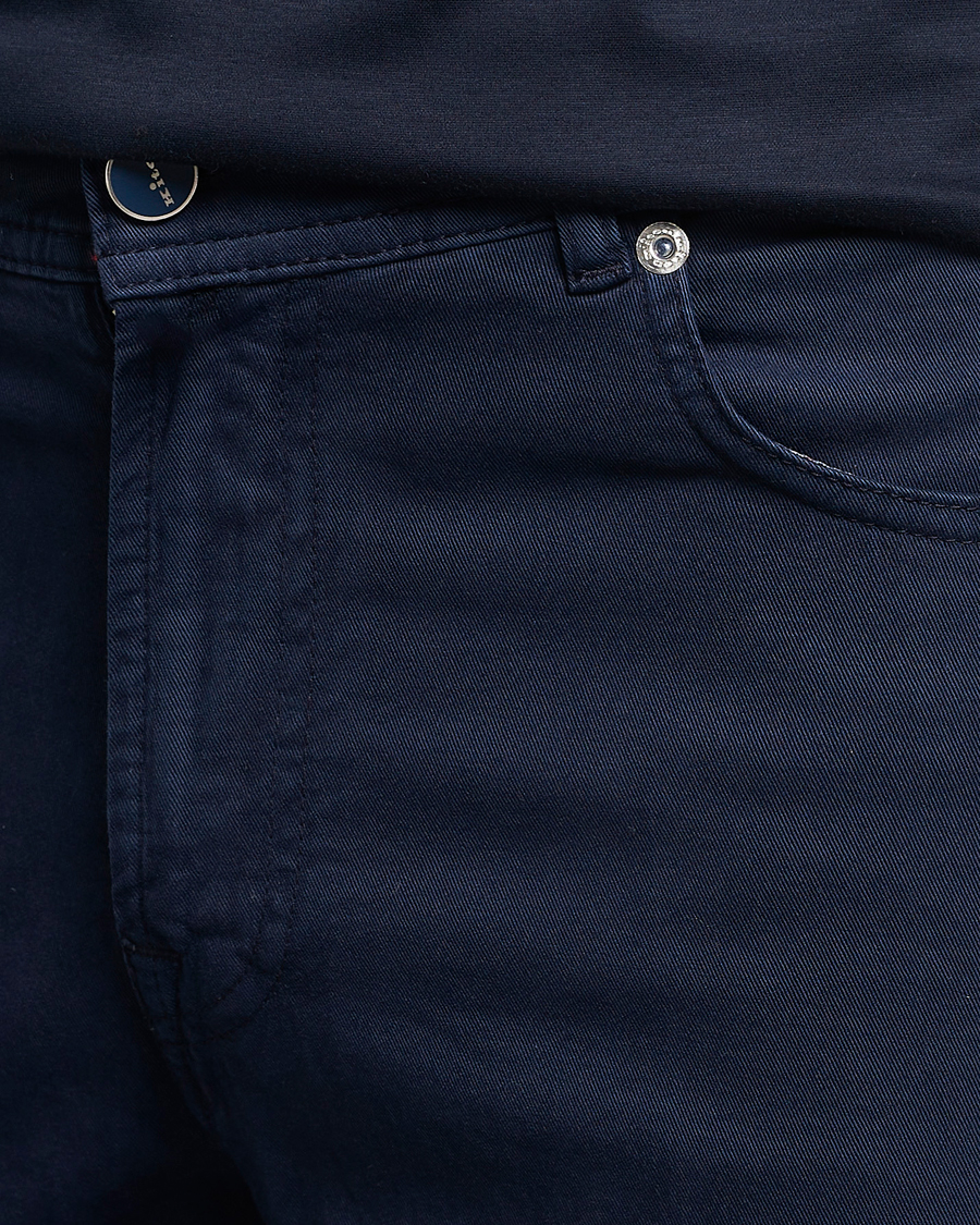 Men | Trousers | Kiton | Slim Fit Cashmere/Cotton 5-Pocket Pants Navy