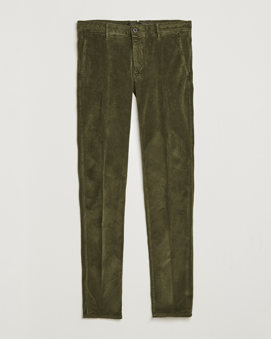 Men | Trousers | Incotex | Slim Fit Leisure Cord Slacks Forest Green