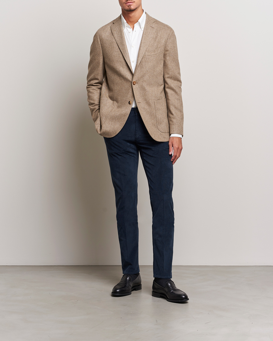 Men | Trousers | Incotex | Slim Fit Leisure Cord Slacks Navy