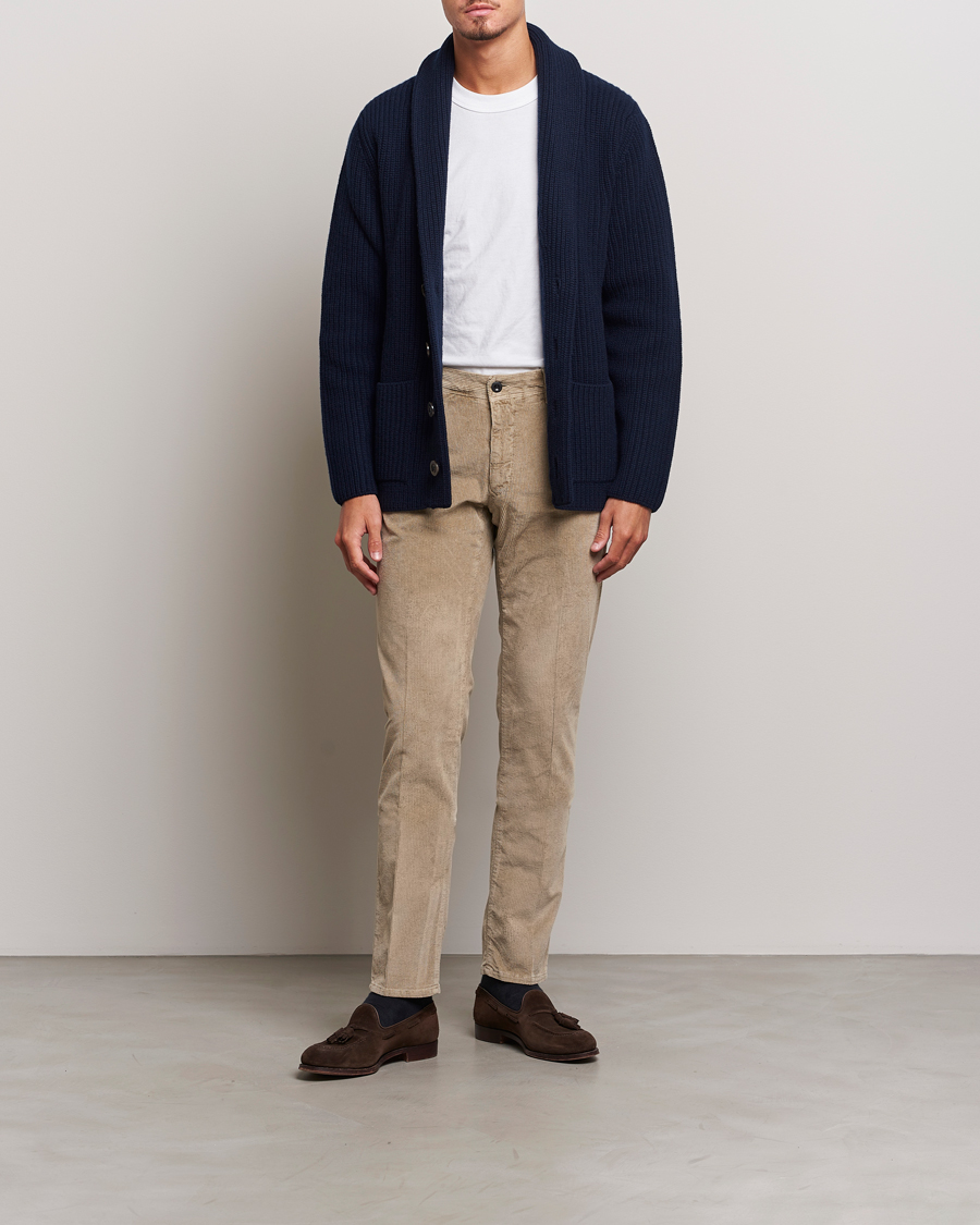 Men | Trousers | Incotex | Slim Fit Leisure Cord Slacks Beige