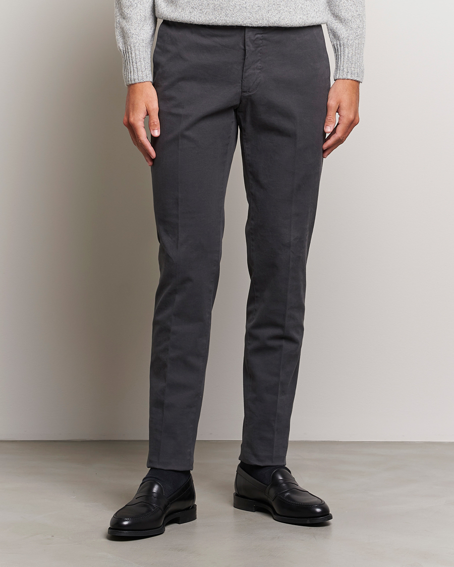 Men | Trousers | Incotex | Slim Fit Cotton Stretch Chinos Dark Grey