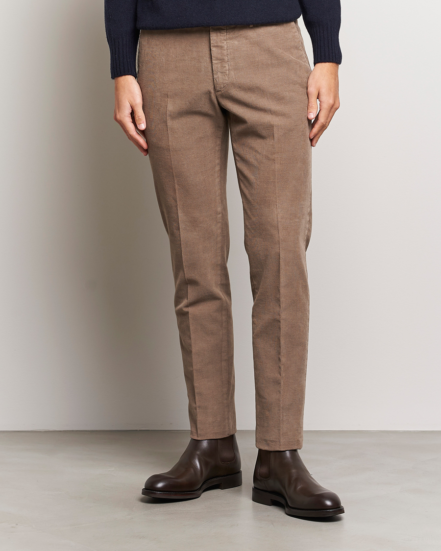 Men | Trousers | Incotex | Slim Fit Soft Corduroy Trousers Taupe