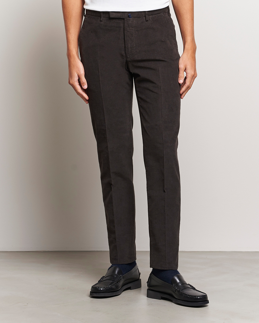 Men | Trousers | Incotex | Slim Fit Soft Corduroy Trousers Dark Brown