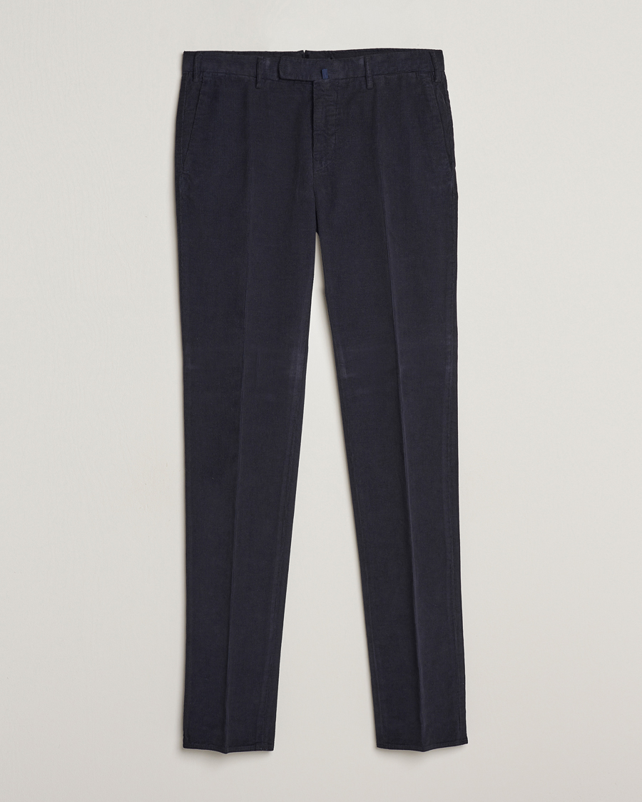 Men | Trousers | Incotex | Slim Fit Soft Corduroy Trousers Navy