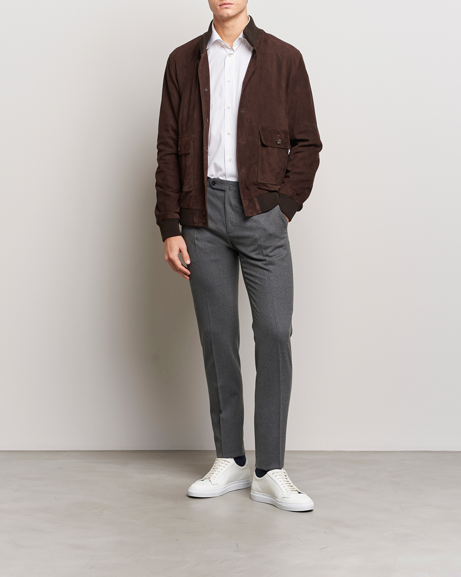 Men | Trousers | Incotex | Slim Fit Washable Flannel Trousers Grey Melange