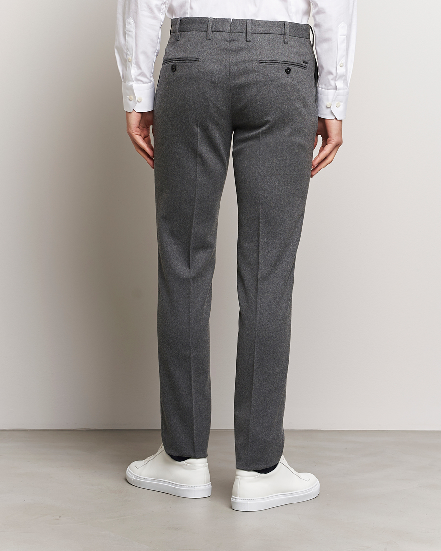 Men | Trousers | Incotex | Slim Fit Washable Flannel Trousers Grey Melange