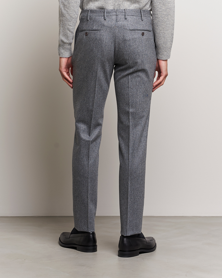 Men | Trousers | Incotex | Slim Fit Carded Flannel Trousers Grey Melange