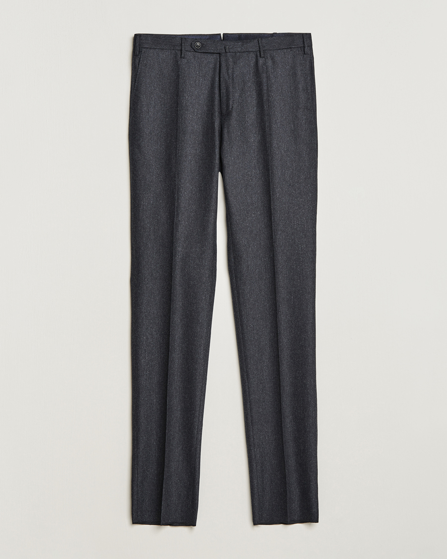 Men | Trousers | Incotex | Slim Fit Carded Flannel Trousers Dark Grey