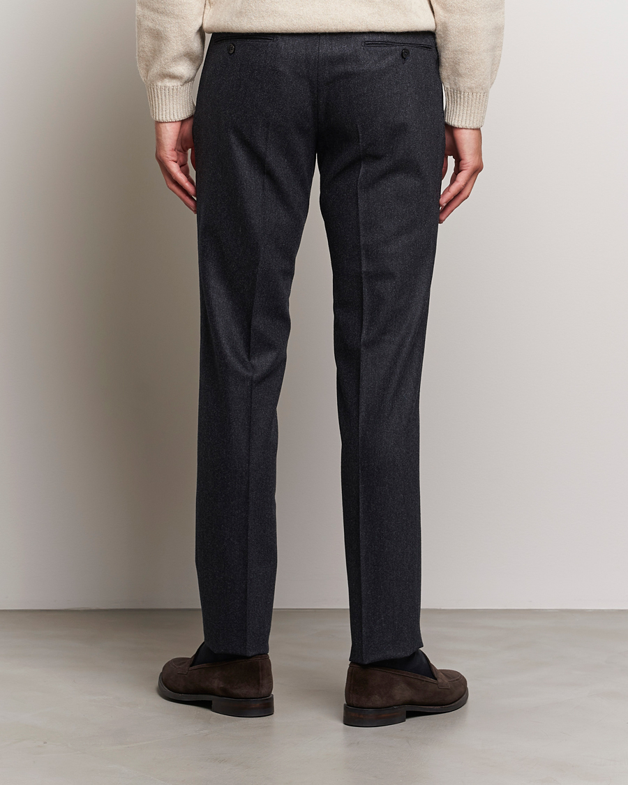 Men | Trousers | Incotex | Slim Fit Carded Flannel Trousers Dark Grey