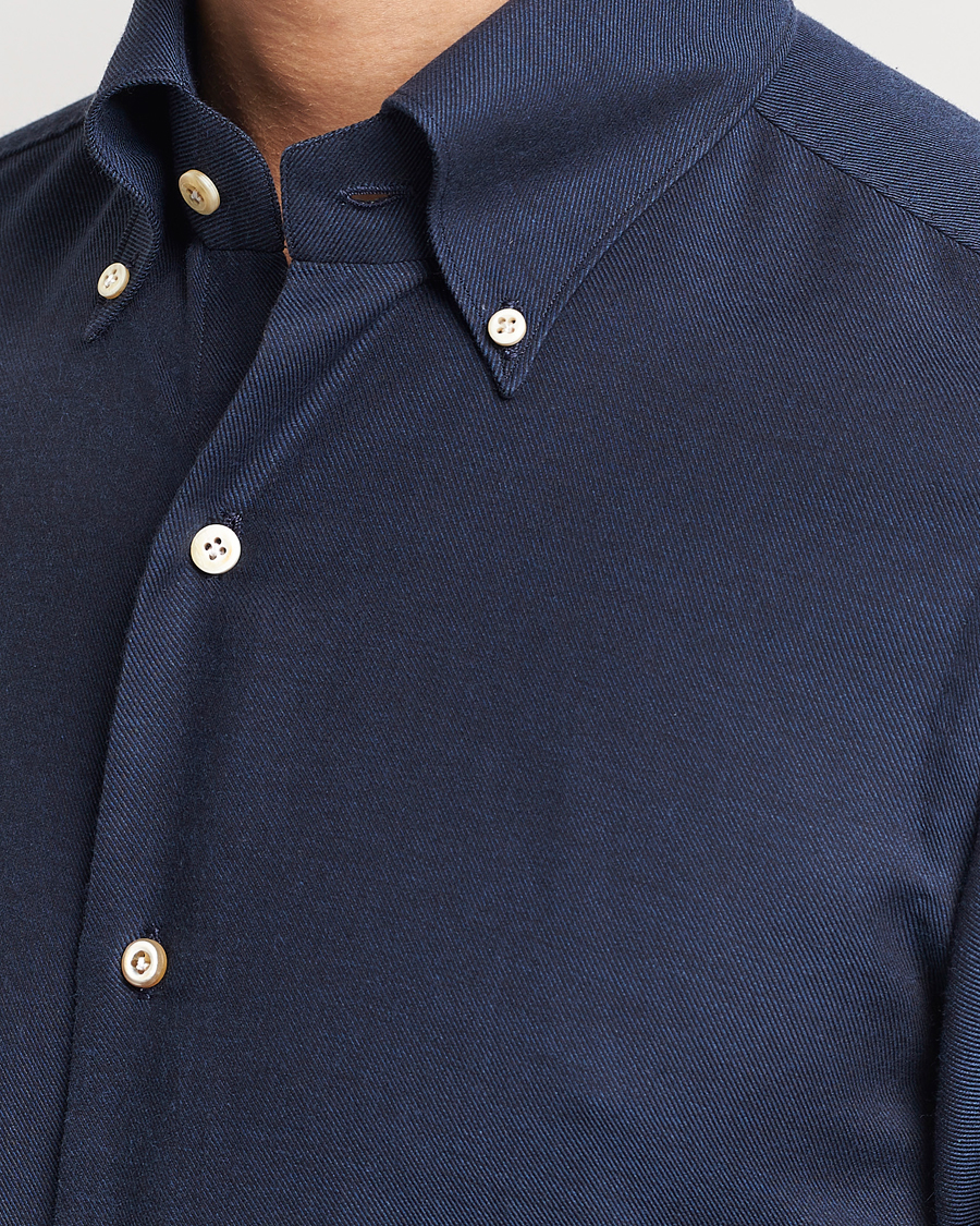 Men | Shirts | Finamore Napoli | Milano Slim Cashmere BD Shirt Navy