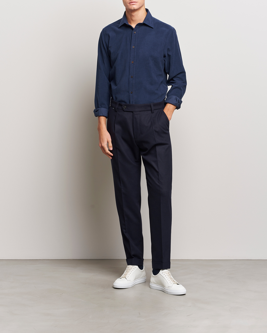 Men | Shirts | Ralph Lauren Purple Label | Cotton/Cashmere Corduroy Shirt Navy