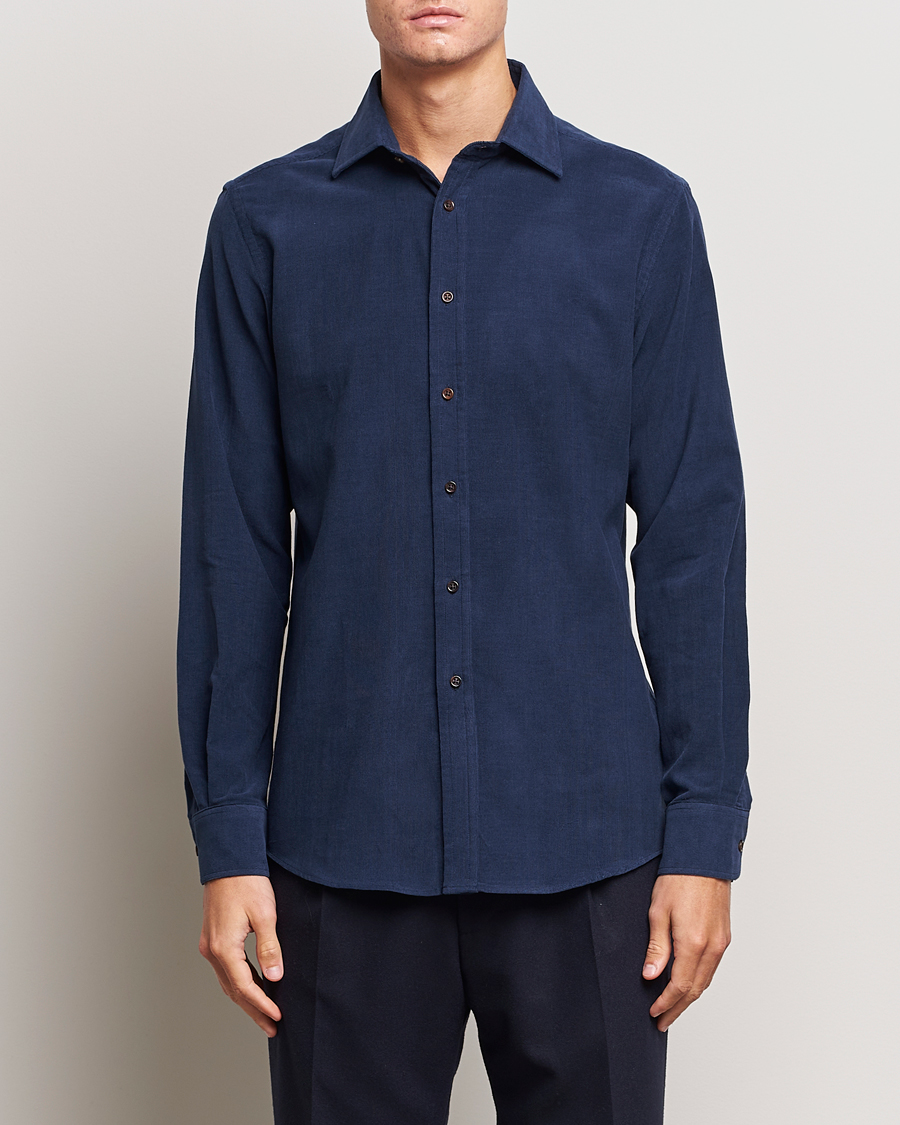 Men | Shirts | Ralph Lauren Purple Label | Cotton/Cashmere Corduroy Shirt Navy