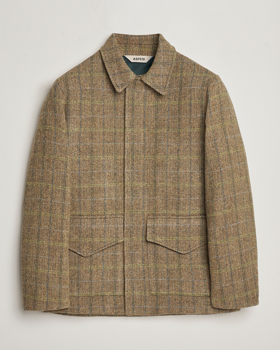 Men | Coats & Jackets | Aspesi | Tweed Hunting Jacket Green Check