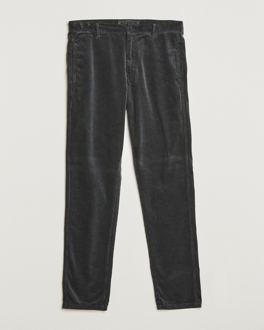 Men | Trousers | Aspesi | Drawstring Corduroy Trousers Charcoal