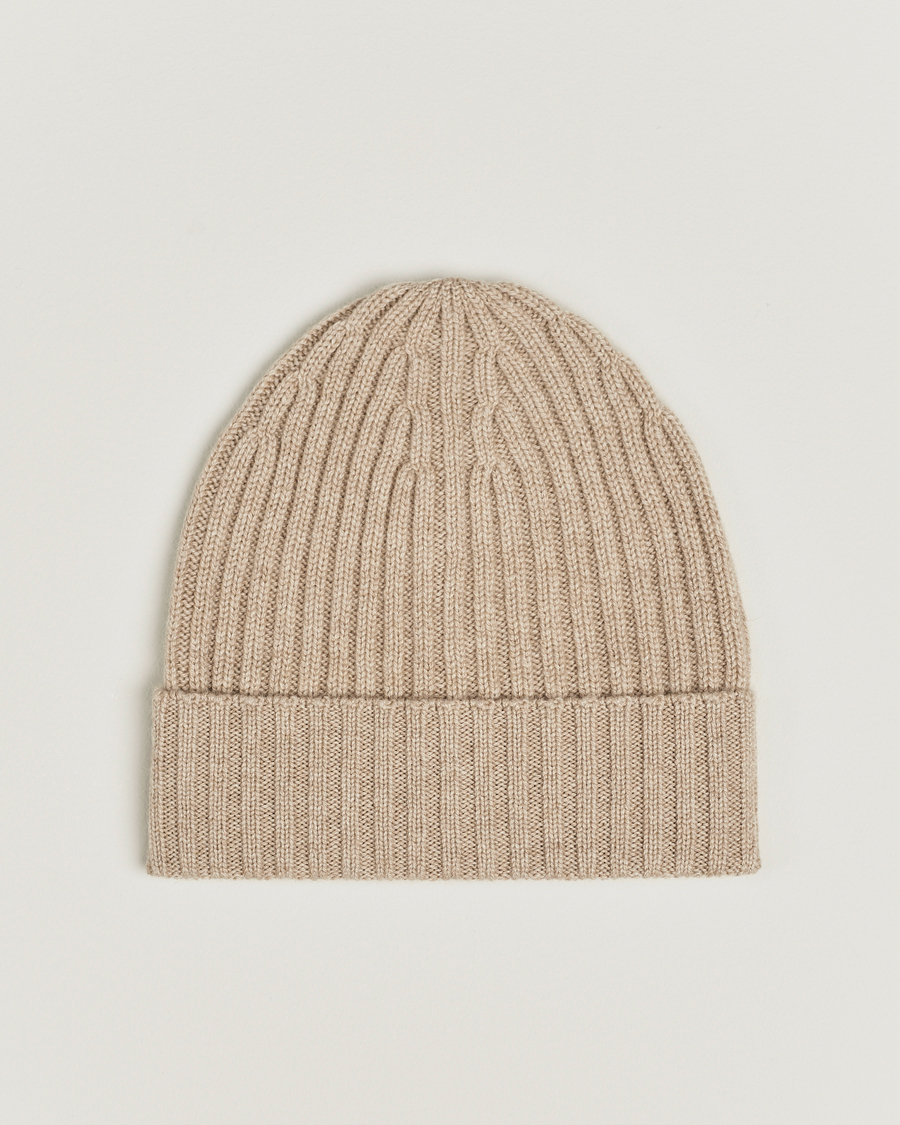 Men | Piacenza Cashmere Ribbed Cashmere Beanie Light Beige | Piacenza Cashmere | Ribbed Cashmere Beanie Light Beige