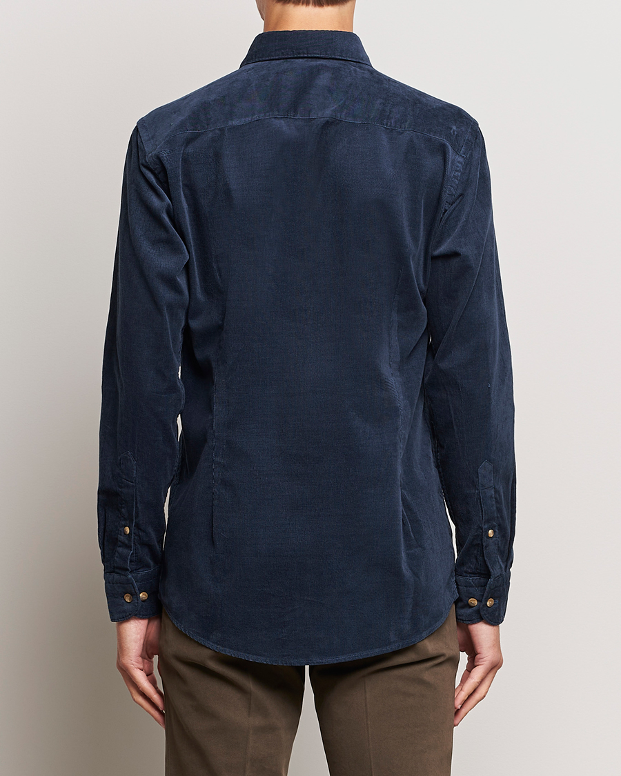 Men | Shirts | Eton | Slim Fit Fine Wale Corduroy Shirt Navy Blue