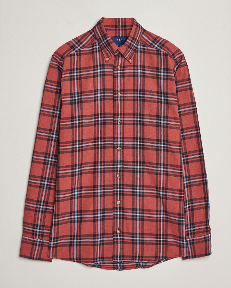 Men | Shirts | Eton | Regular Fit Checked Flannel Shirt Red/Navy