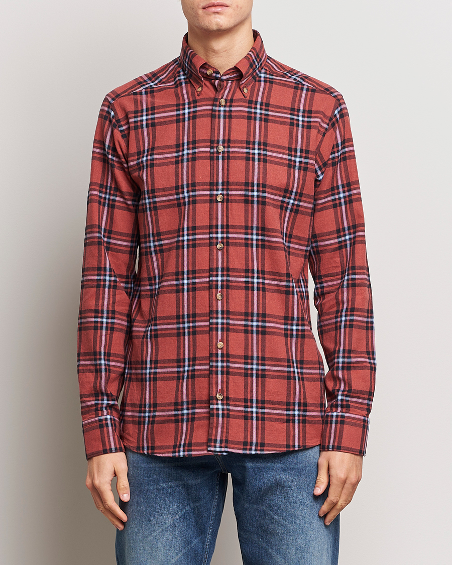 Men | Shirts | Eton | Regular Fit Checked Flannel Shirt Red/Navy