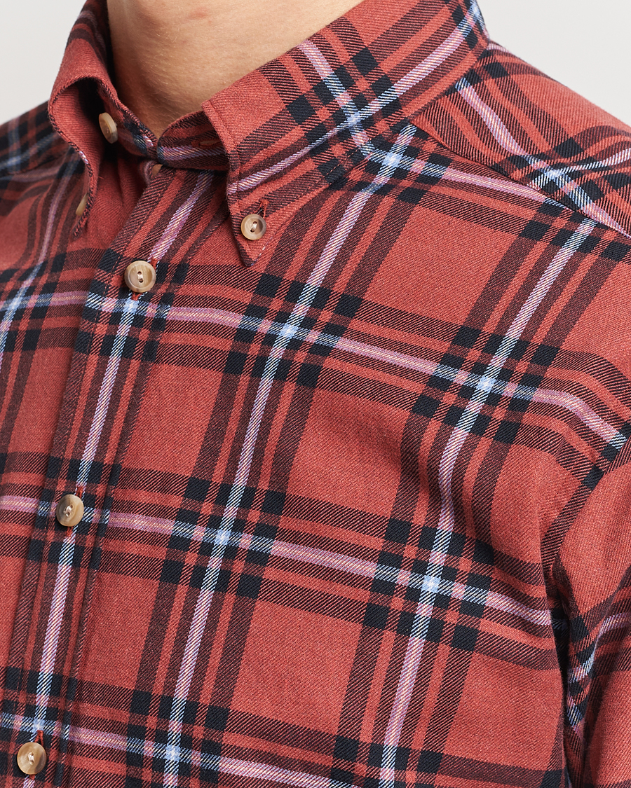 Men | Shirts | Eton | Regular Fit Checked Flannel Shirt Red/Navy