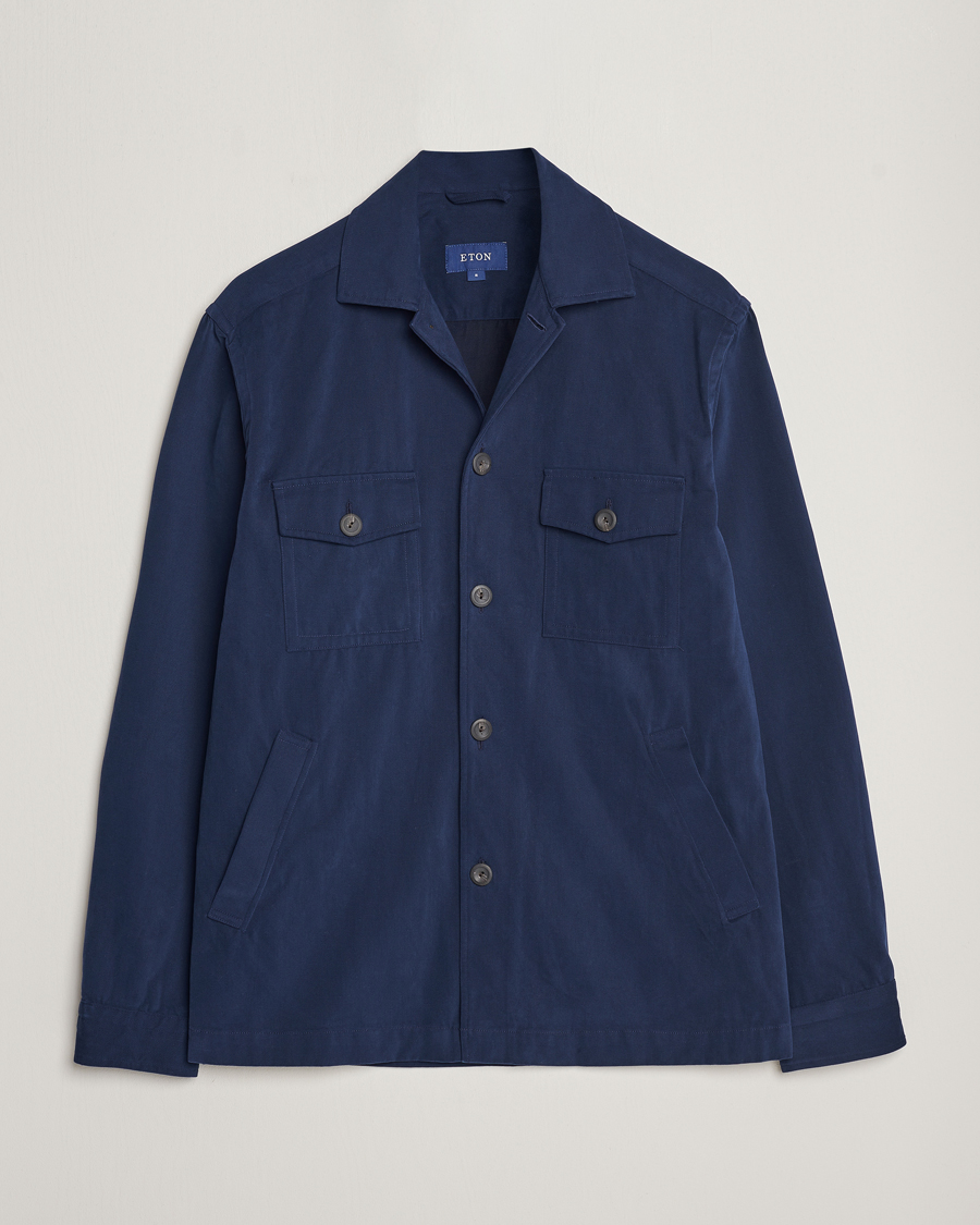 Men | Shirts | Eton | Twill Moleskin Overshirt Navy Blue