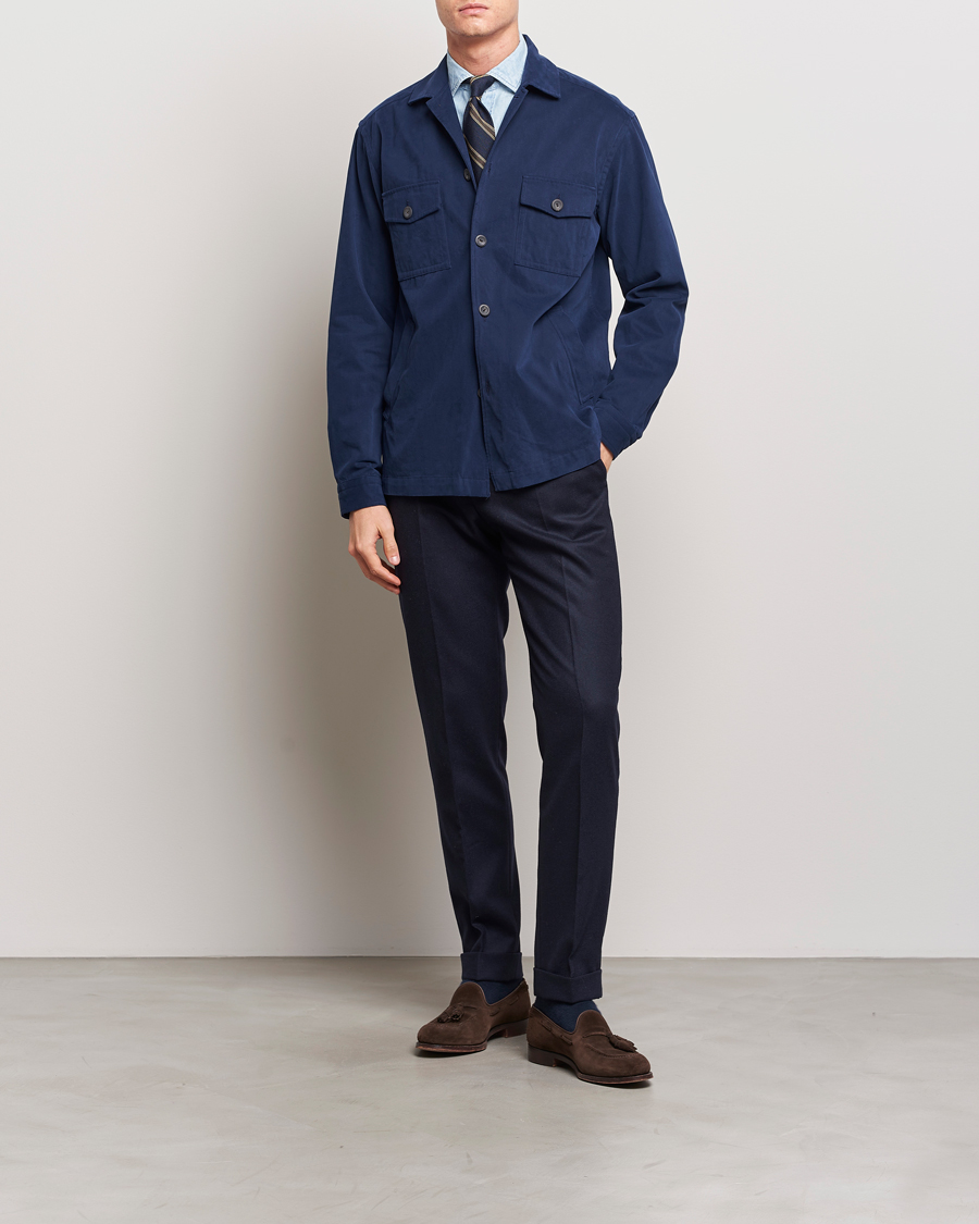 Men | Shirts | Eton | Twill Moleskin Overshirt Navy Blue